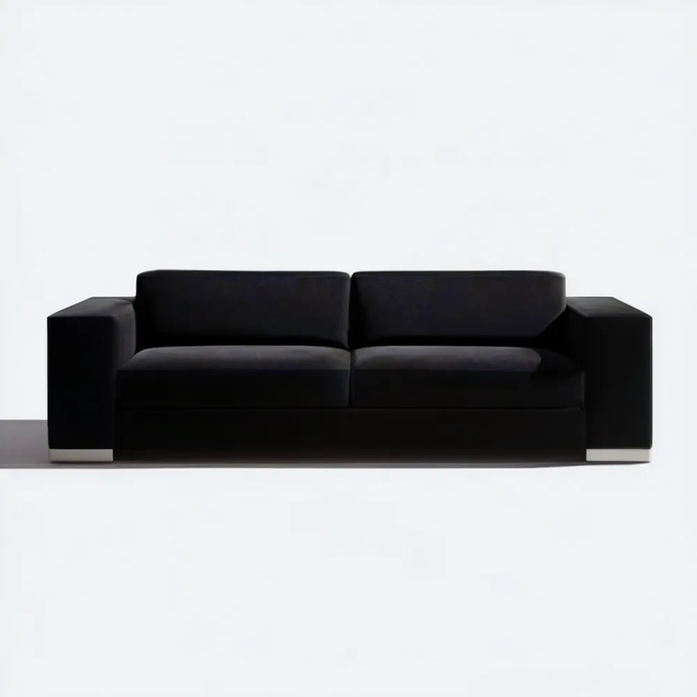 Czarna sofa dwuosobowa ze skóry syntetycznej PU 200 x 90 x 70 cm