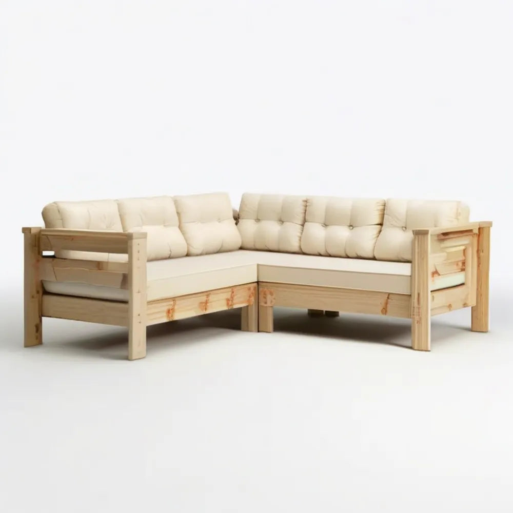 Narożnik ogrodowy z litego drewna sosnowego Naturalny/Beżowy 210 x 210 x 75 x 80 cm