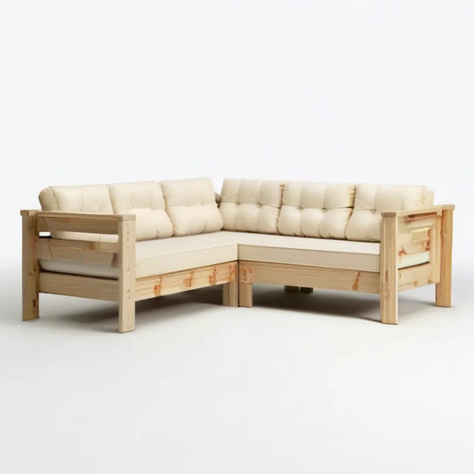 Narożnik ogrodowy z litego drewna sosnowego Naturalny/Beżowy 210 x 210 x 75 x 80 cm