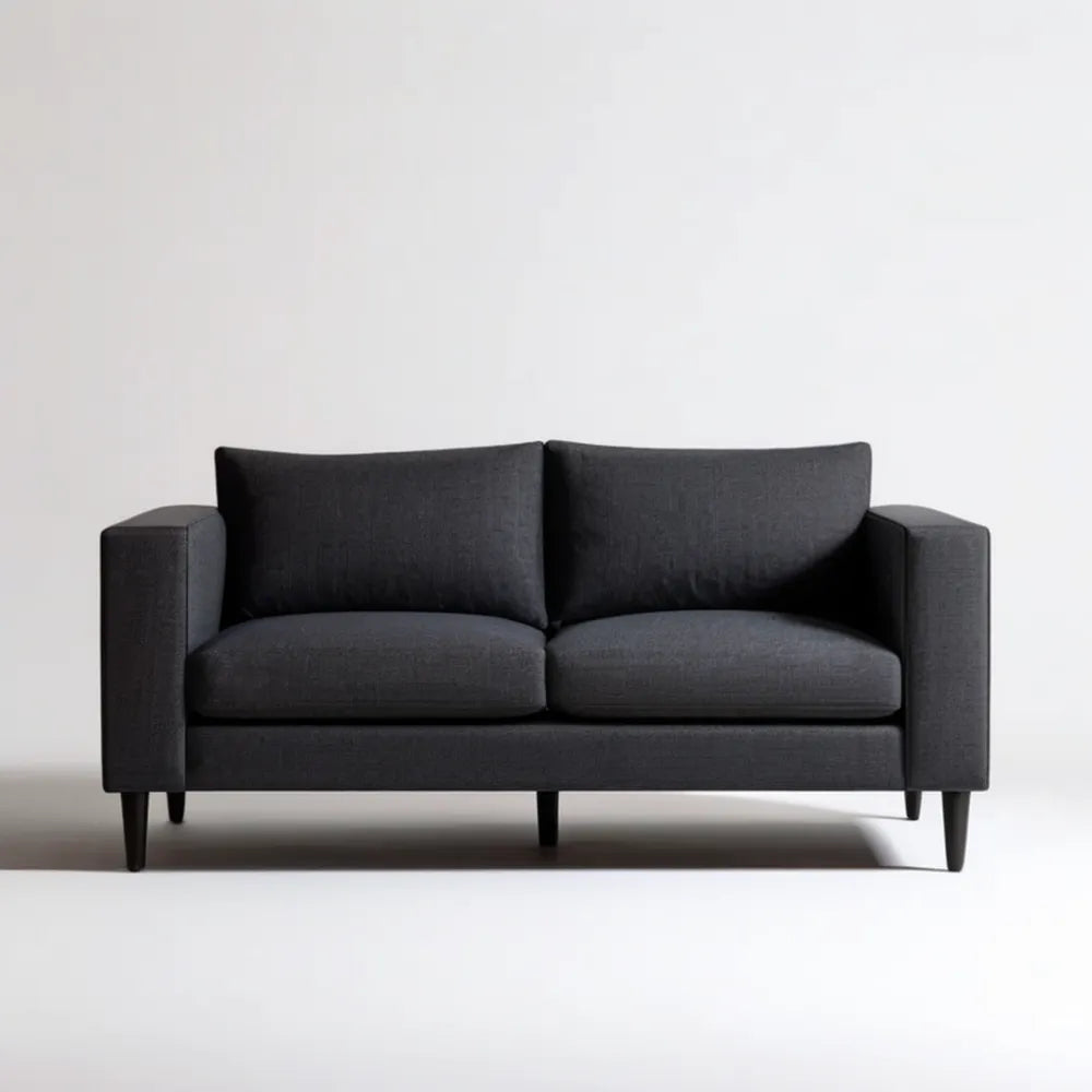 Czarna sofa dwuosobowa z tapicerką poliestrową 150 x 85 x 82 cm