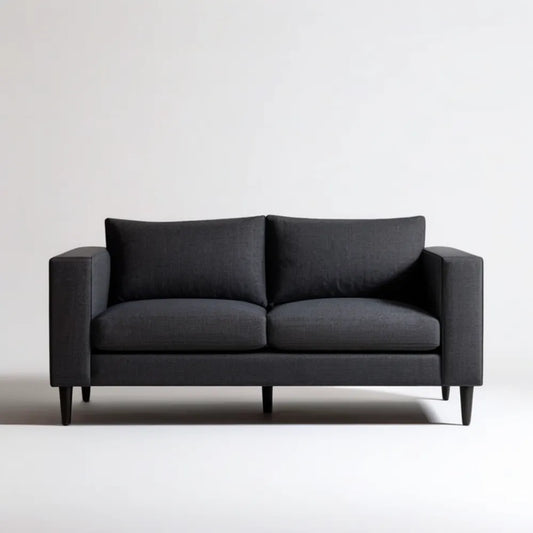 Czarna sofa dwuosobowa z tapicerką poliestrową 150 x 85 x 82 cm
