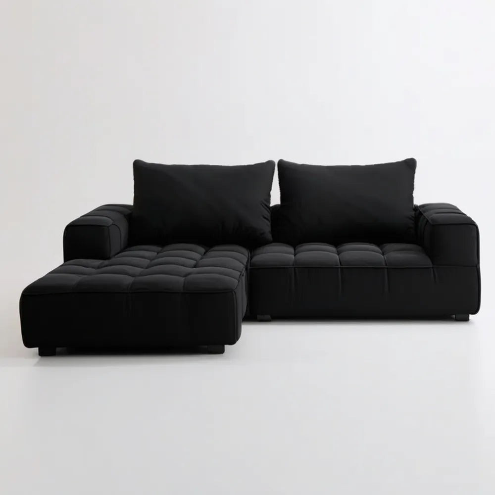 Czarna sofa narożna z lewym szezlongiem 250 × 160 × 82 cm