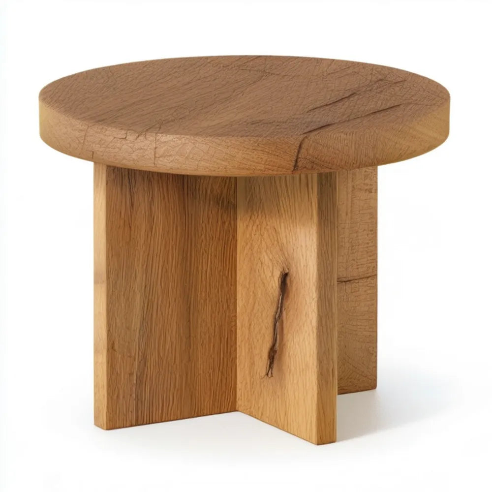 Okrągły stolik kawowy z litego dębu naturalnego Ø60 x 45 cm