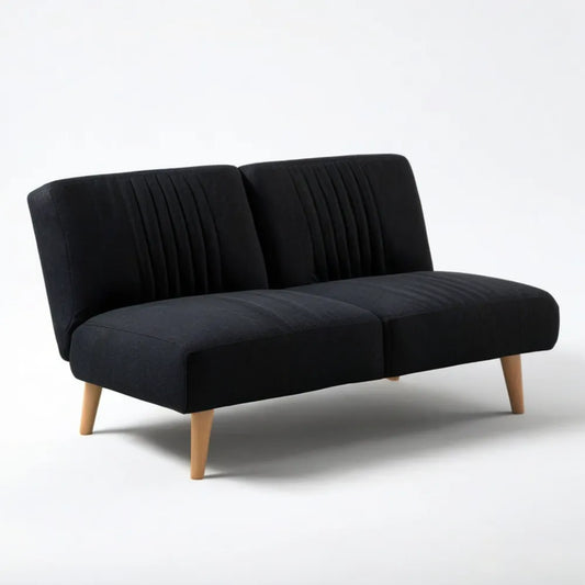 Czarna sofa dwuosobowa z welurowym obiciem i bukowymi nogami 130 x 75 x 80 cm