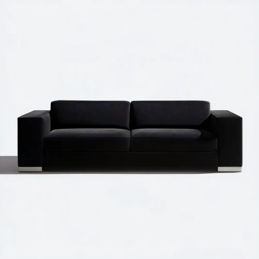 Czarna sofa dwuosobowa ze skóry syntetycznej PU 200 x 90 x 70 cm