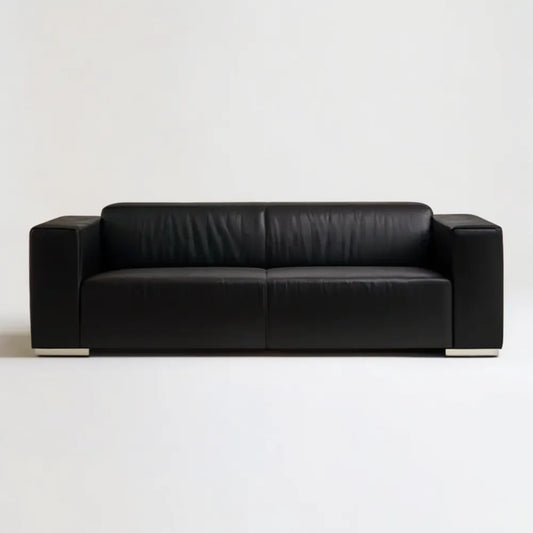 Czarna dwuosobowa sofa ze skóry syntetycznej PU 220 × 95 × 72 cm