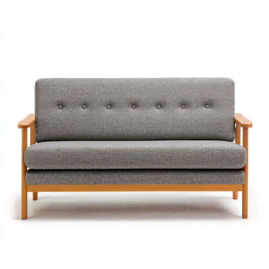 Szara sofa dwuosobowa w stylu skandynawskim 120 x 75 x 80 cm