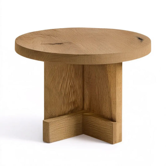 Okrągły stolik z litego dębu, naturalny dąb, Ø 70 cm, wys. 45 cm