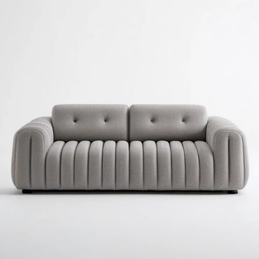Szara sofa dwuosobowa bouclé z poliestru 180 × 90 × 75 cm